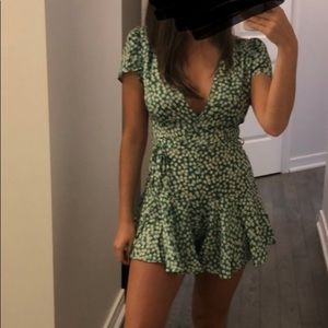 Hello Molly green pattern romper. Size small